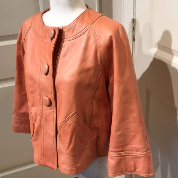 Chicos 34 Sleeve Leather Jacket 